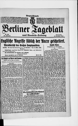Berliner Tageblatt und Handels-Zeitung vom 16.11.1916