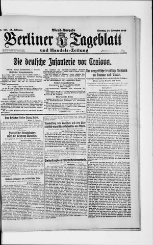Berliner Tageblatt und Handels-Zeitung vom 21.11.1916