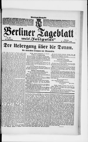 Berliner Tageblatt und Handels-Zeitung vom 27.11.1916