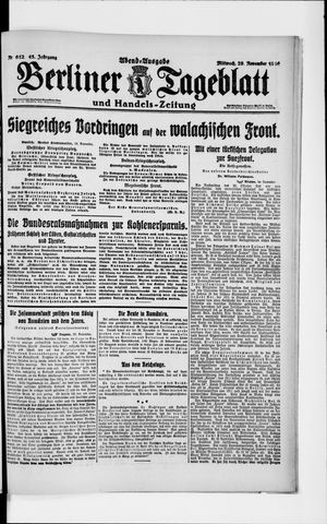 Berliner Tageblatt und Handels-Zeitung vom 29.11.1916