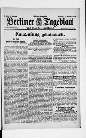 Berliner Tageblatt und Handels-Zeitung vom 30.11.1916