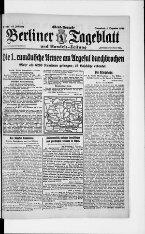 Berliner Tageblatt und Handels-Zeitung vom 02.12.1916