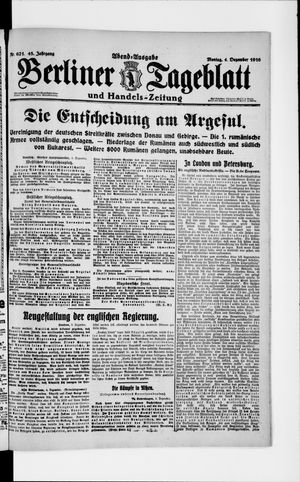 Berliner Tageblatt und Handels-Zeitung vom 04.12.1916