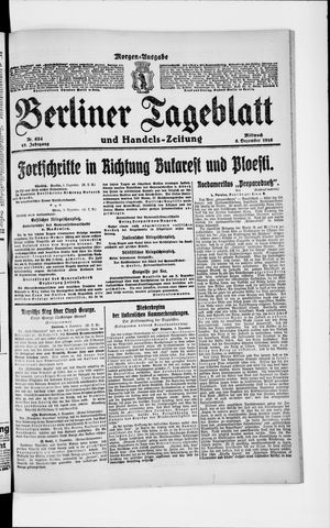 Berliner Tageblatt und Handels-Zeitung on Dec 6, 1916