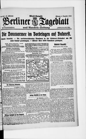 Berliner Tageblatt und Handels-Zeitung on Dec 6, 1916