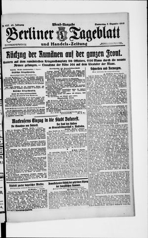 Berliner Tageblatt und Handels-Zeitung on Dec 7, 1916
