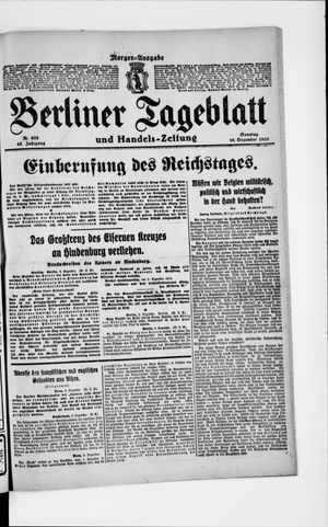 Berliner Tageblatt und Handels-Zeitung vom 10.12.1916