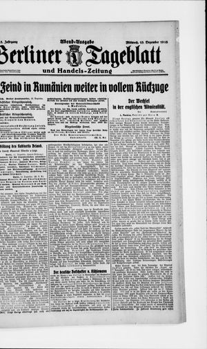 Berliner Tageblatt und Handels-Zeitung vom 13.12.1916