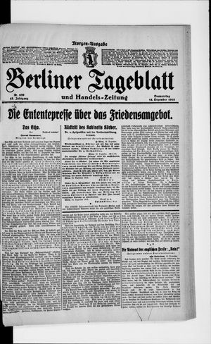 Berliner Tageblatt und Handels-Zeitung vom 14.12.1916
