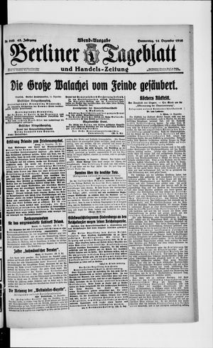 Berliner Tageblatt und Handels-Zeitung vom 14.12.1916