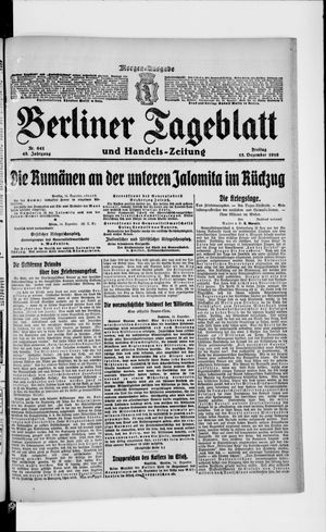 Berliner Tageblatt und Handels-Zeitung vom 15.12.1916