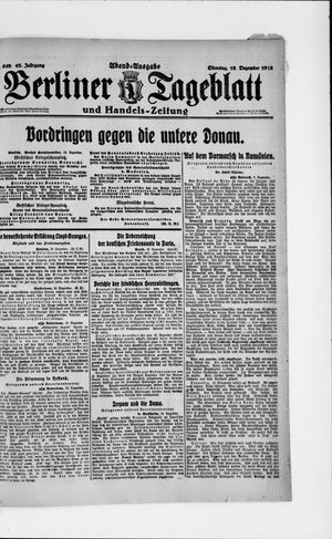 Berliner Tageblatt und Handels-Zeitung on Dec 19, 1916