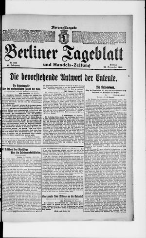 Berliner Tageblatt und Handels-Zeitung vom 29.12.1916