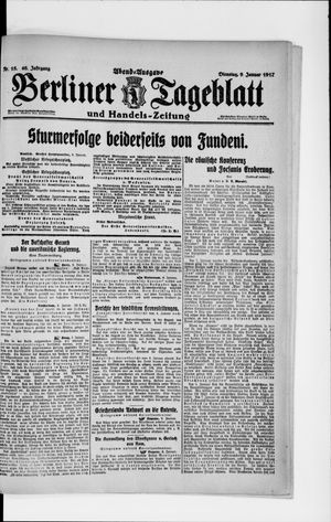 Berliner Tageblatt und Handels-Zeitung on Jan 9, 1917