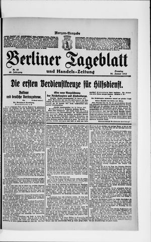 Berliner Tageblatt und Handels-Zeitung on Jan 21, 1917