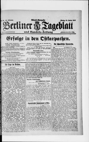 Berliner Tageblatt und Handels-Zeitung vom 22.01.1917