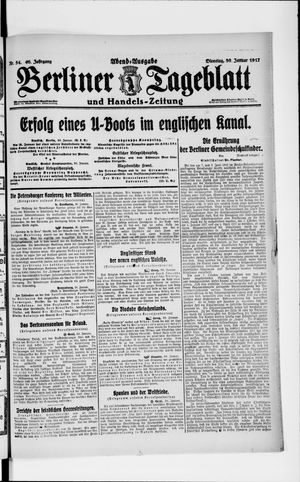 Berliner Tageblatt und Handels-Zeitung on Jan 30, 1917