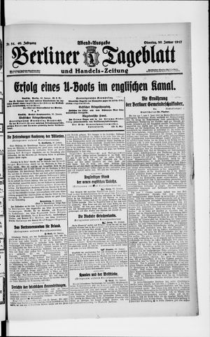 Berliner Tageblatt und Handels-Zeitung vom 30.01.1917