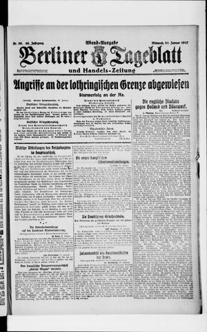 Berliner Tageblatt und Handels-Zeitung vom 31.01.1917