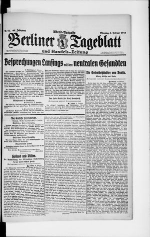 Berliner Tageblatt und Handels-Zeitung on Feb 6, 1917