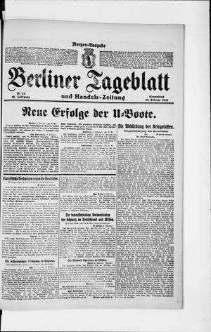 Berliner Tageblatt und Handels-Zeitung on Feb 10, 1917