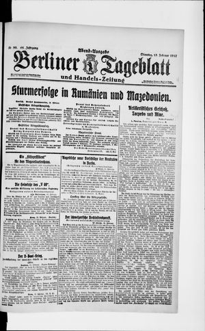 Berliner Tageblatt und Handels-Zeitung on Feb 13, 1917