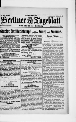 Berliner Tageblatt und Handels-Zeitung on Feb 15, 1917