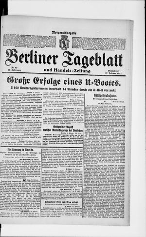 Berliner Tageblatt und Handels-Zeitung vom 17.02.1917