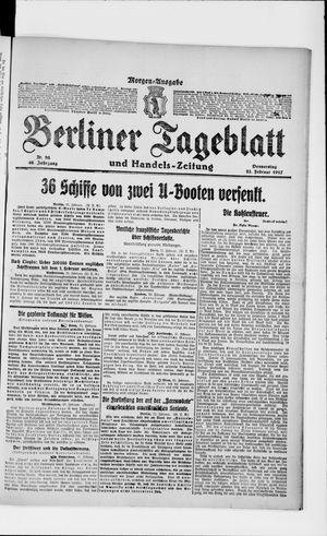 Berliner Tageblatt und Handels-Zeitung vom 22.02.1917