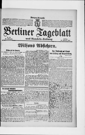 Berliner Tageblatt und Handels-Zeitung on Feb 23, 1917