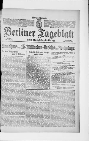Berliner Tageblatt und Handels-Zeitung on Feb 24, 1917