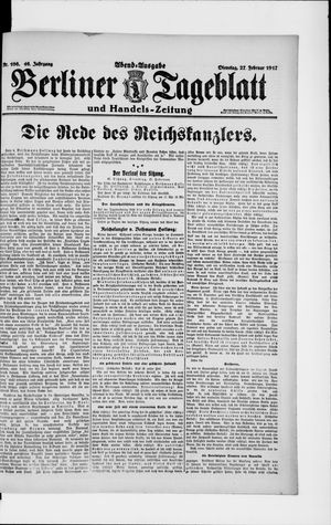 Berliner Tageblatt und Handels-Zeitung vom 27.02.1917
