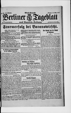 Berliner Tageblatt und Handels-Zeitung on Mar 27, 1917