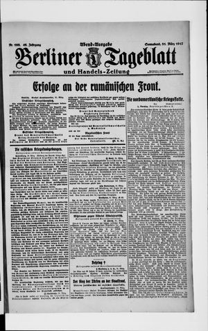 Berliner Tageblatt und Handels-Zeitung vom 31.03.1917