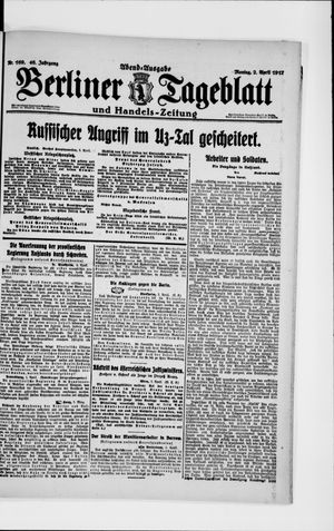 Berliner Tageblatt und Handels-Zeitung vom 02.04.1917