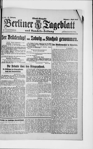 Berliner Tageblatt und Handels-Zeitung on Apr 4, 1917