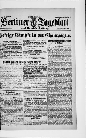 Berliner Tageblatt und Handels-Zeitung vom 19.04.1917