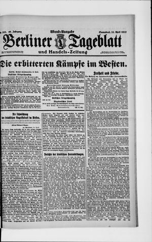Berliner Tageblatt und Handels-Zeitung vom 21.04.1917