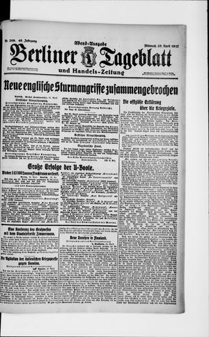 Berliner Tageblatt und Handels-Zeitung vom 25.04.1917