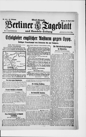 Berliner Tageblatt und Handels-Zeitung vom 30.04.1917
