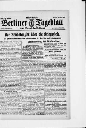 Berliner Tageblatt und Handels-Zeitung on May 15, 1917