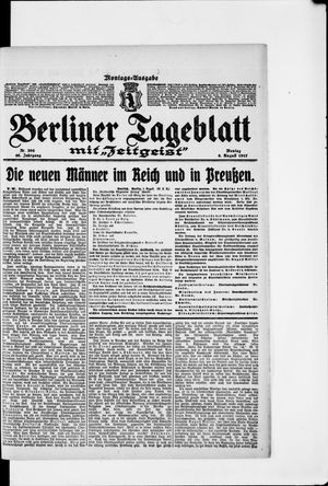 Berliner Tageblatt und Handels-Zeitung on Aug 6, 1917