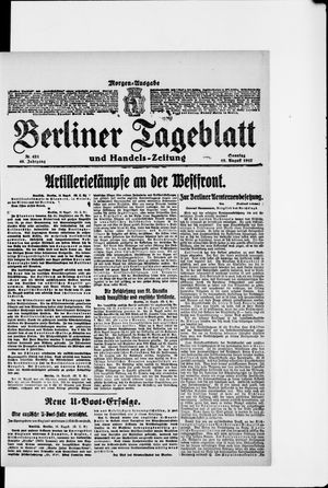 Berliner Tageblatt und Handels-Zeitung on Aug 19, 1917