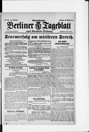 Berliner Tageblatt und Handels-Zeitung on Aug 29, 1917