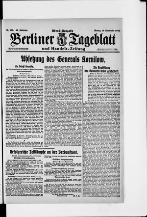 Berliner Tageblatt und Handels-Zeitung on Sep 10, 1917