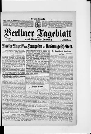 Berliner Tageblatt und Handels-Zeitung on Sep 11, 1917