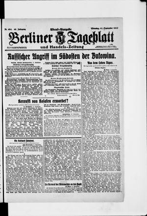 Berliner Tageblatt und Handels-Zeitung on Sep 11, 1917