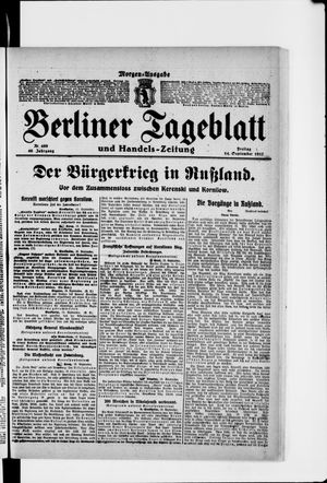 Berliner Tageblatt und Handels-Zeitung vom 14.09.1917