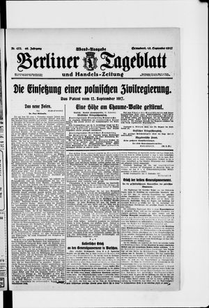 Berliner Tageblatt und Handels-Zeitung vom 15.09.1917