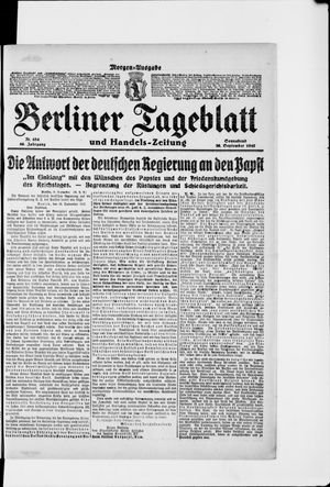 Berliner Tageblatt und Handels-Zeitung on Sep 22, 1917